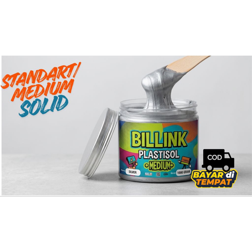 plastisol SILVER Medium Solid cat sablon 1kg 500gr