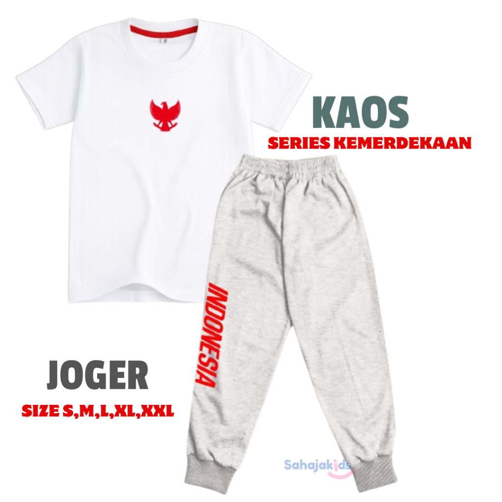 Joger karnaval Joger Merah Putih Kaos merah putih Usia 1-12 tahun Joger Anak Cewe Cowo