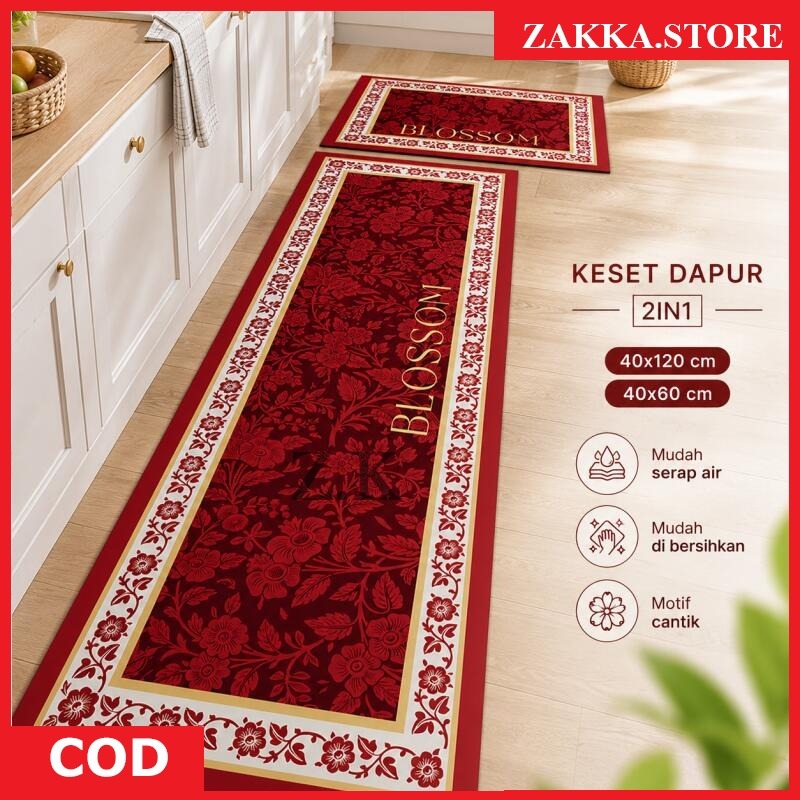 ZAKKA STORE Keset Dapur Keset Kaki Polyester Premium 2in1 Keset Lantai 40x60 dan 120x40