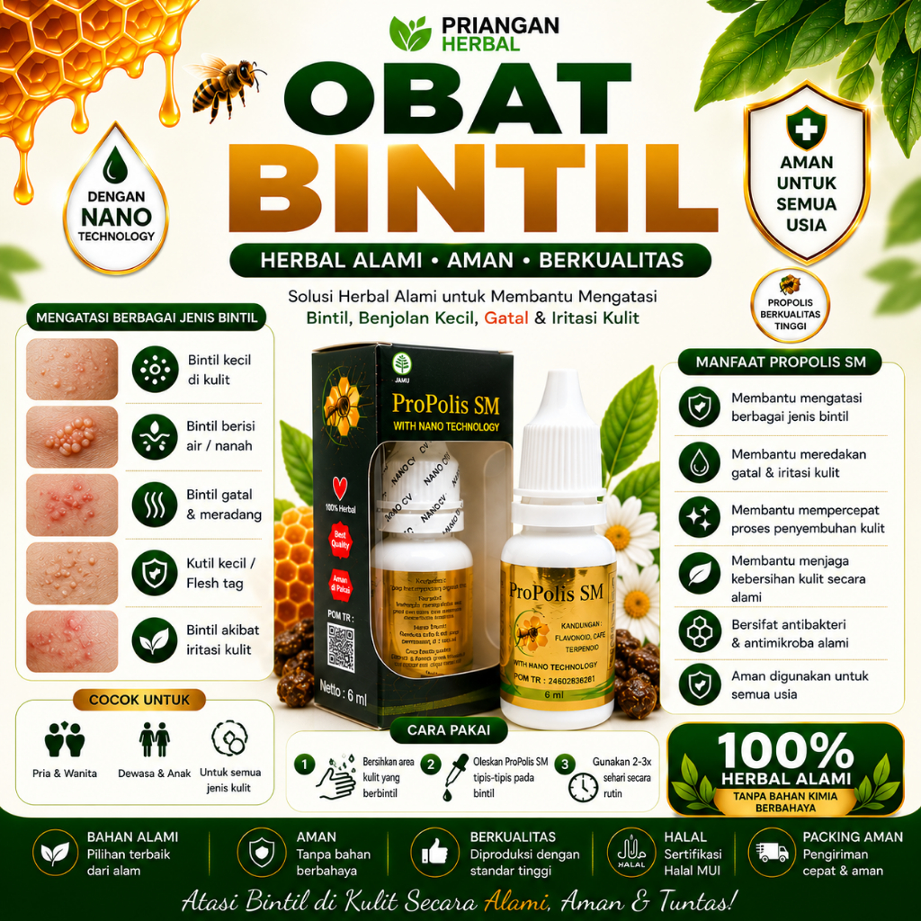 Propolis SM 6ml - Obat Bintil untuk Anak & Dewasa, Obat Tetes Kutil Kelamin, Obat Keloid, Kapalan, M