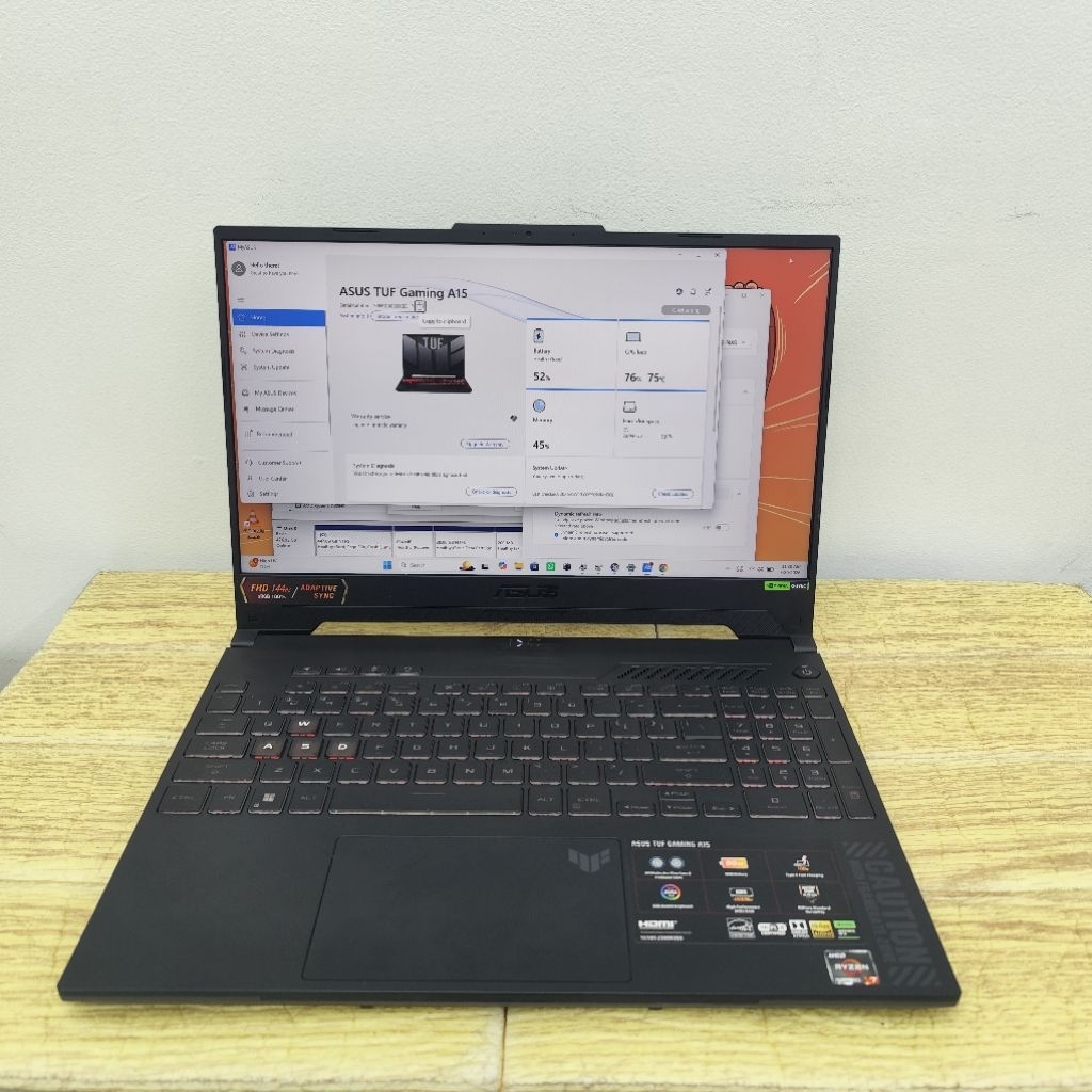 Laptop Second Asus TUF Gaming A15 FA507NUR AMD Ryzen 7 7435HS Ram 16GB Ssd 512GB RTX 4050 6GB