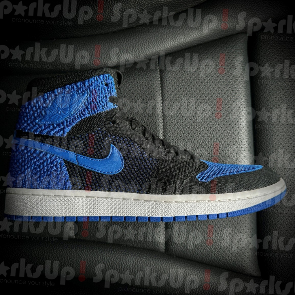 Air Jordan 1 Retro Hi (Flyknit Black/Game Royal-White) 100% Authentic BNIB