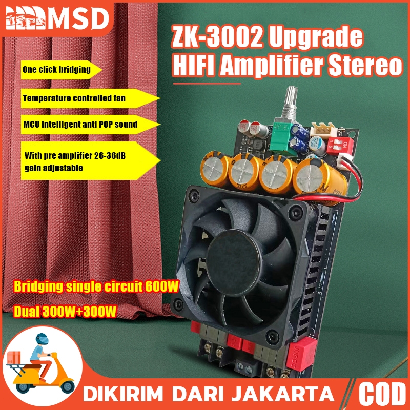 Upgrade Amplifier ZK-3002 Class D Stereo BTL Bridge Hifi HD Sound High Power Amplifier 600W Original
