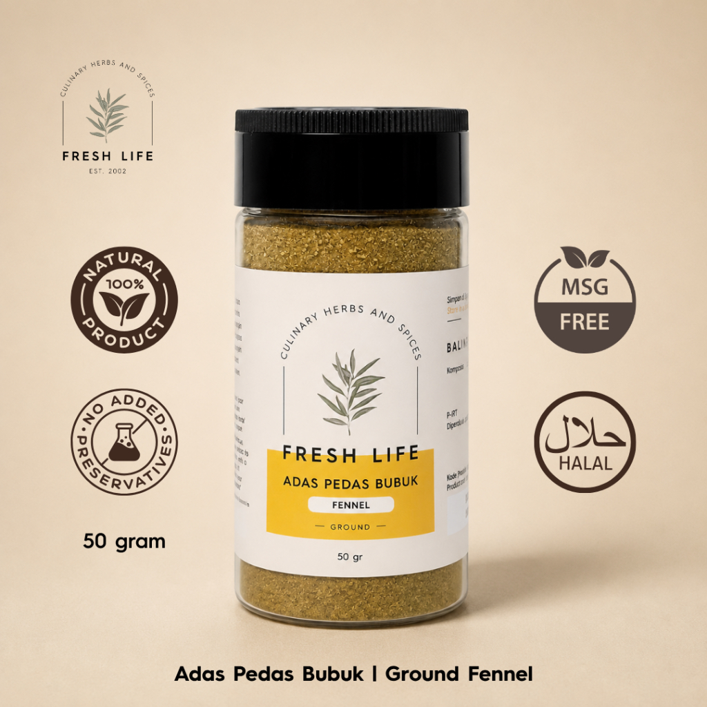 FRESH LIFE Adas Pedas Bubuk - Ground Fennel / Fennel Ground / Fennel Powder 50 gram