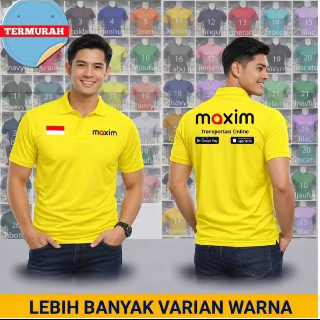 BAJU KAOS POLO KERAH MAXIM TERBARU,BAJU KAOS MAXIM ALAT TRANSFORTASI ONLINE INDONESIA