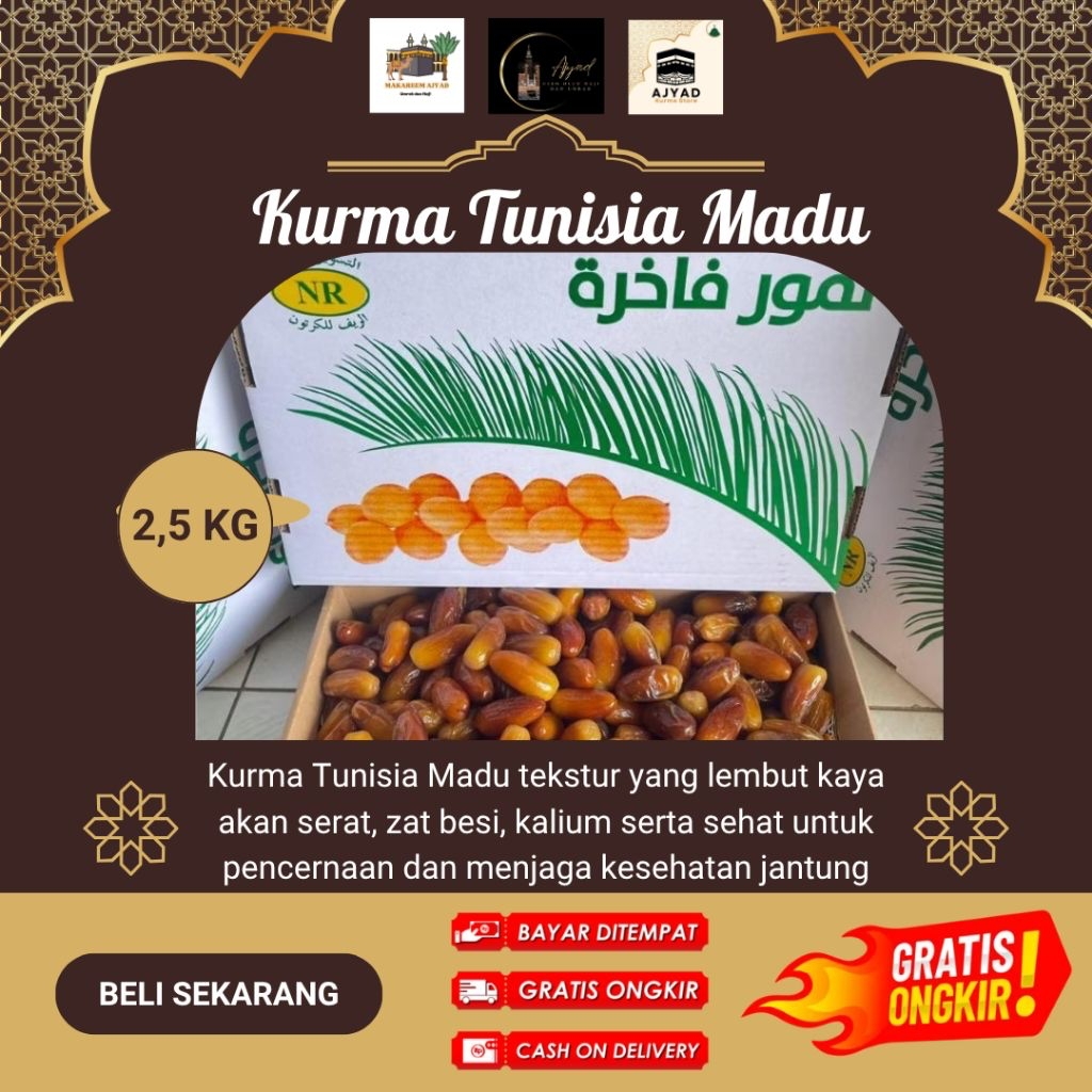 Kurma Madu Tunisia 2,5 kg Manis Lembut Nutrisi KURMA TUNISIA MADU CURAH 2,5 KG DUS