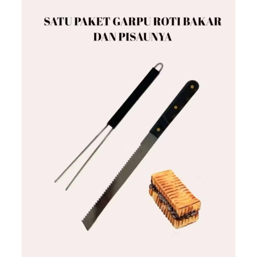 Satu Set Alat Roti Bakar Garfu dan Pisau Roti