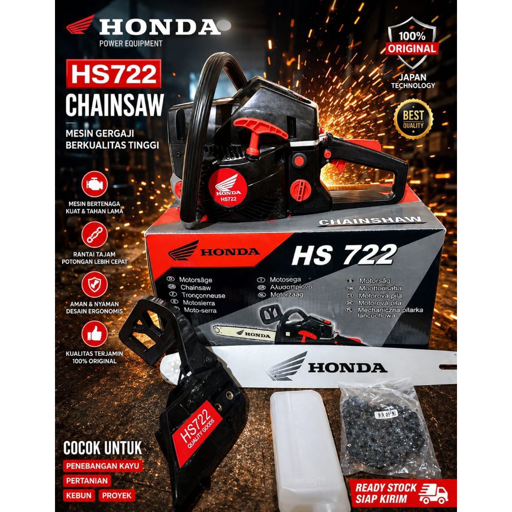 CHAINSAW SENSO HONDA HS-722 GERGAJI POTONG KAYU SINSAW ORIGINAL