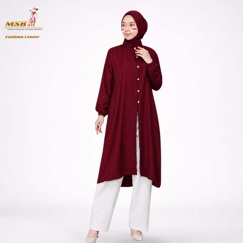 MSB371 - Tunik Malaya Kemerdekaan- Setelan Baju Merah Set Celana Putih