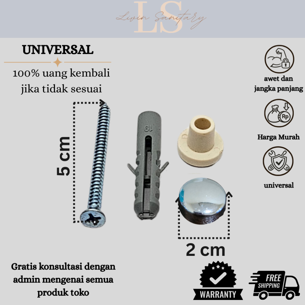 Baut plunge set Original stainless anti karat kamar mandi  baut serbaguna toto TA2SV2 anti karat dan