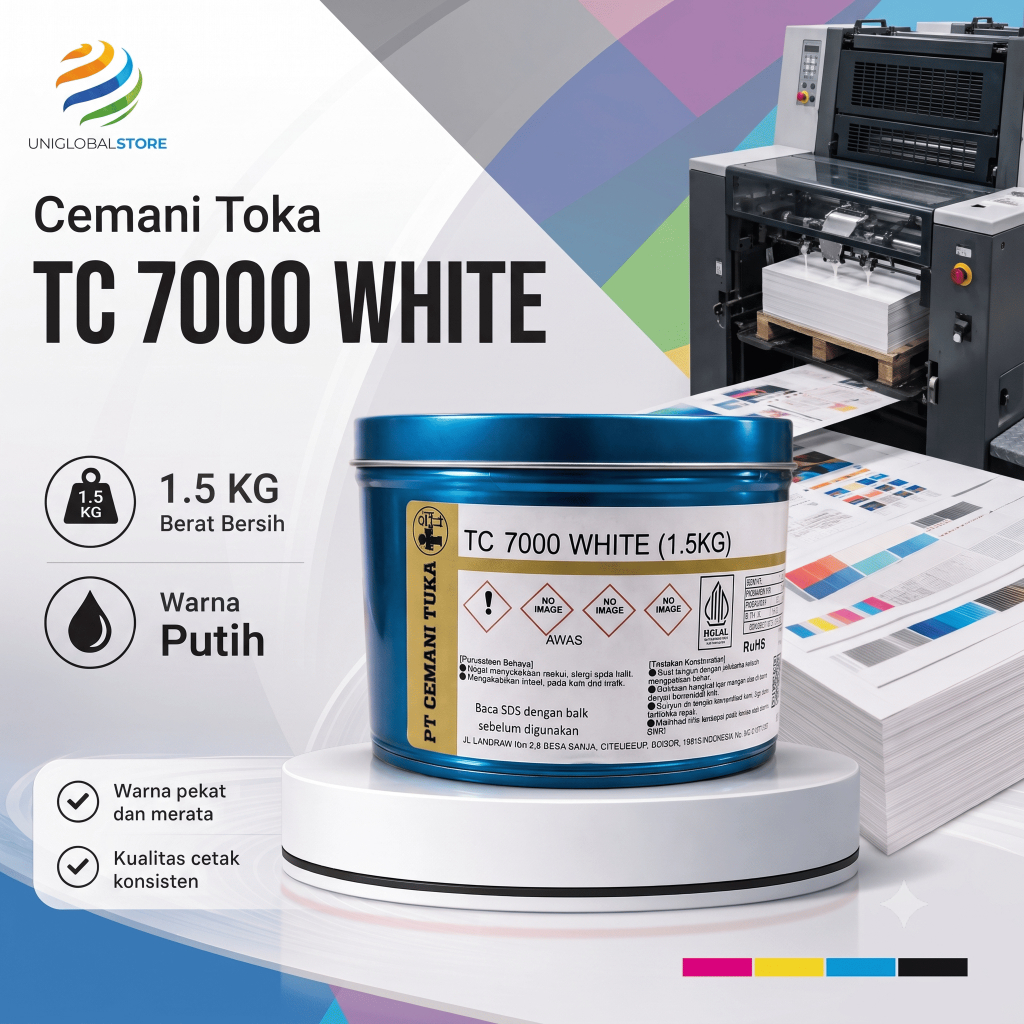 TC 7000 White 1.5Kg / Tinta Putih Opaque Offset Printing Ink 1.5 Kg Original - Tinta Cetak Offset Ce