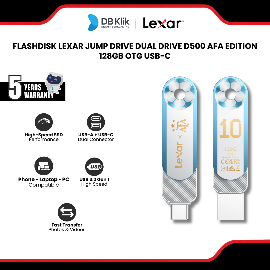 Flashdisk Lexar Jump Drive Dual Drive D500 AFA Edition 128GB OTG USB-C