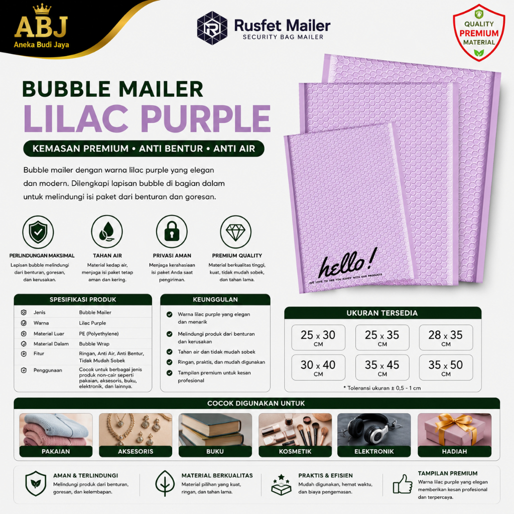 Amplop Bubble Mailer Envelope Bubble Lilac Purple Bubble Packing Murah