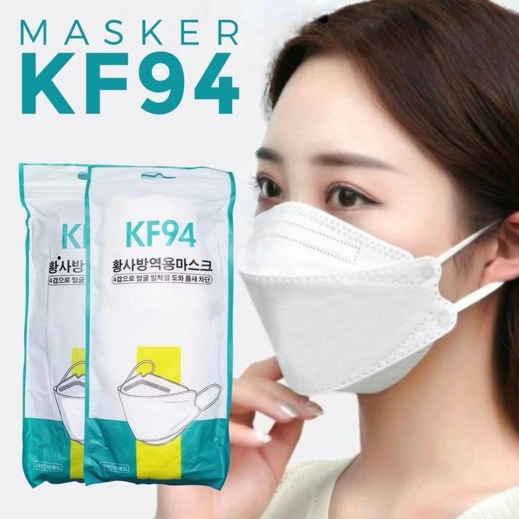 MASKER KF94 ISI 10PCS HITAM & PUTIH unik.99