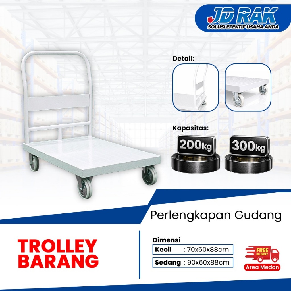 TROLLEY BARANG/TROLLEY BARANG 200KG/TROLLEY BARANG DORONG GUDANG/TROLLEY HEVY DUTY/TROLLEY BARANG KE