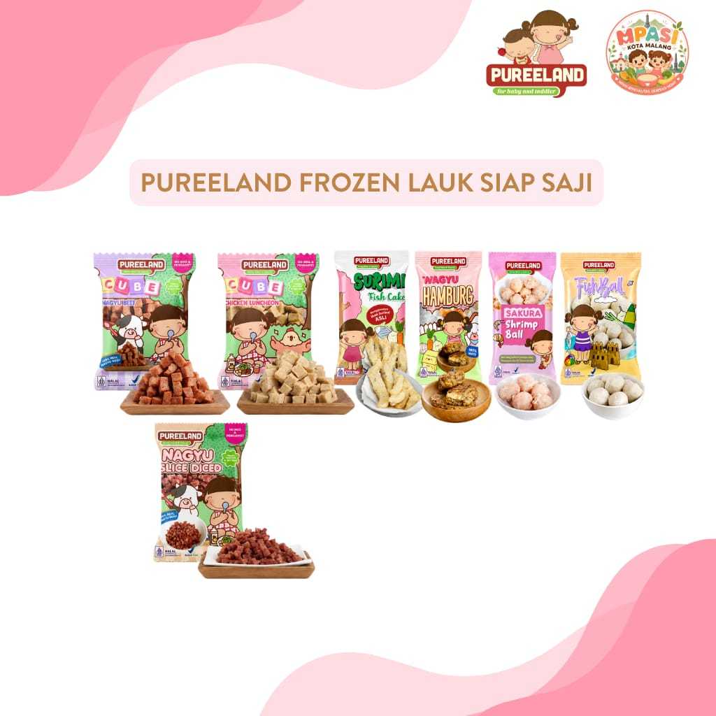 PUREELAND SIAP SAJI LAUK FROZEN MPASI/ FISHCAKE/ BEEF BURGER/ ROAST DUCK/ WAGYU BEEF TOFU/CHICKEN PO
