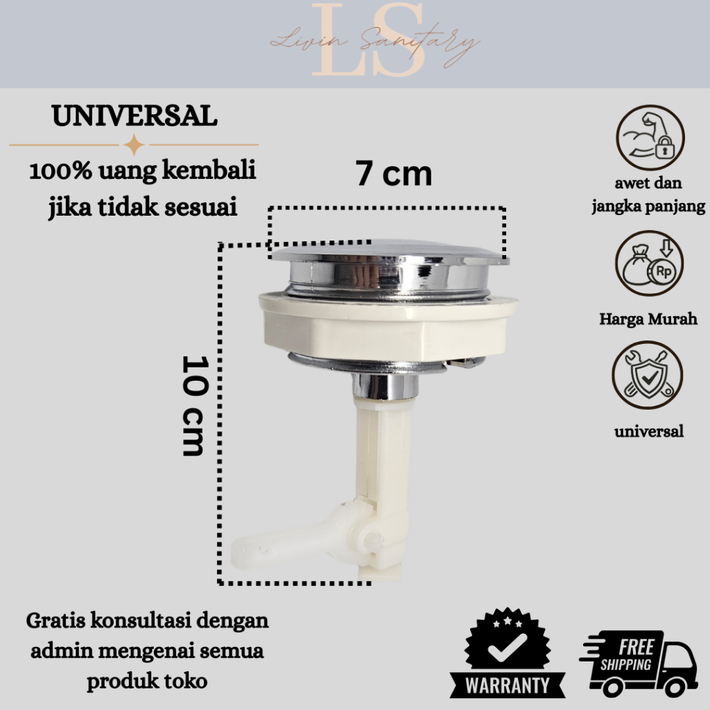 Tombol Kloset Tipe CW823J / Tombol Siram Air Original Anti Bocor Flush / Tombol, Engkol / Siram, Tot