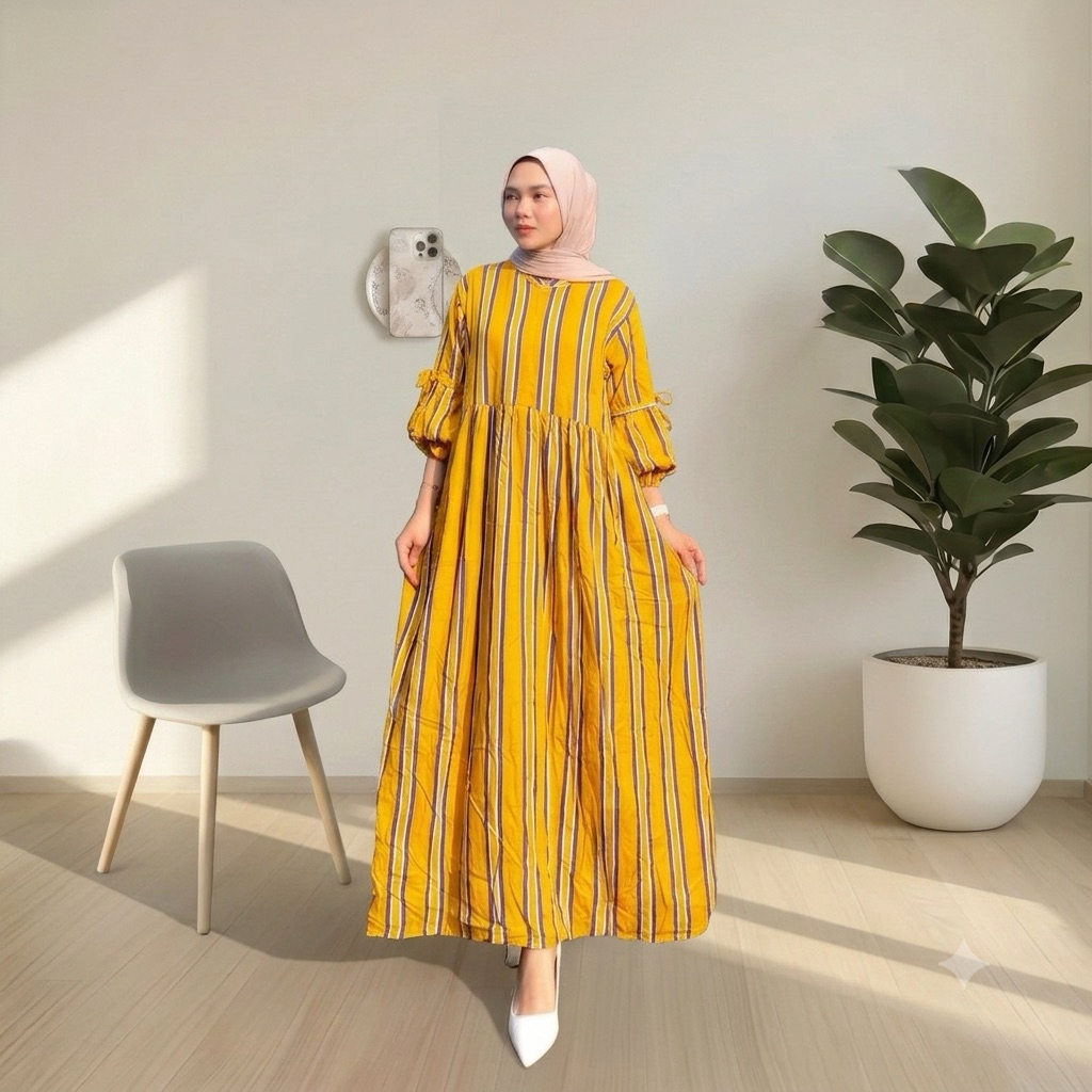 Gamis Midi kekinian dengn motif terbaru, RINJANI busui dan bumil freandly by W&j bran