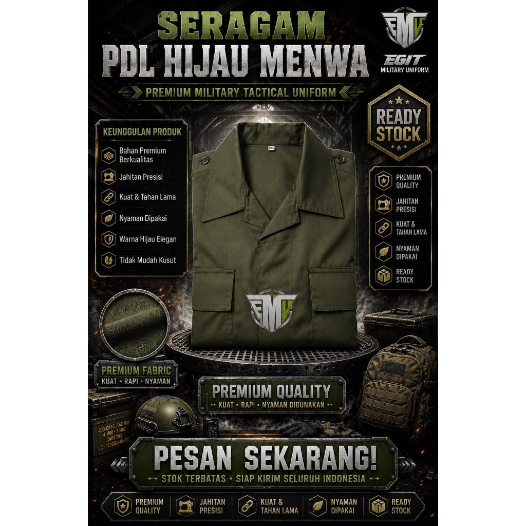 SERAGAM PDL MENWA HIJAU DRILL STELAN PDL MENWA LAPANGAN