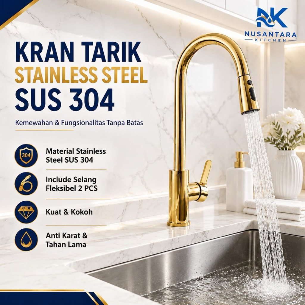 Kran Kitchen Sink Stainless SUS 304 GOLD /Kran Sink Tarik GOLD