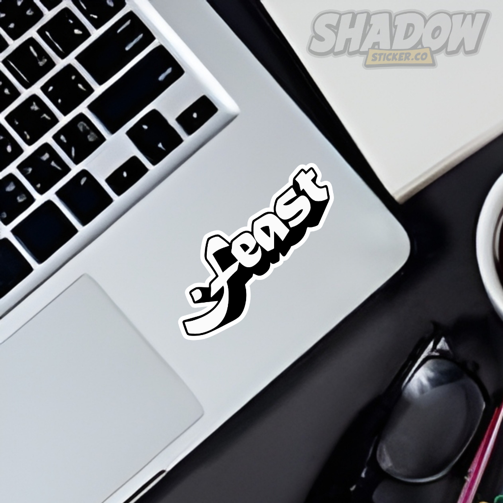 Stiker logo band FEAST Satuan Waterproof Vinyl Glossy Sticker Band Laptop HP Helm Motor ,sesuai sele