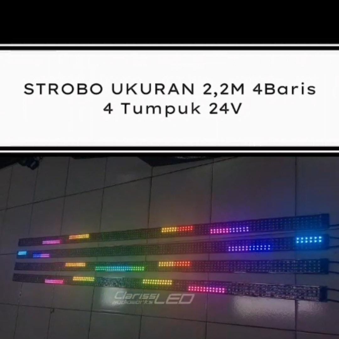 LAMPU STROBO 4TUMPUK VARIASI KACA DEPAN BUS 4x4x4x4 BARIS 2m & 2.2m 24V