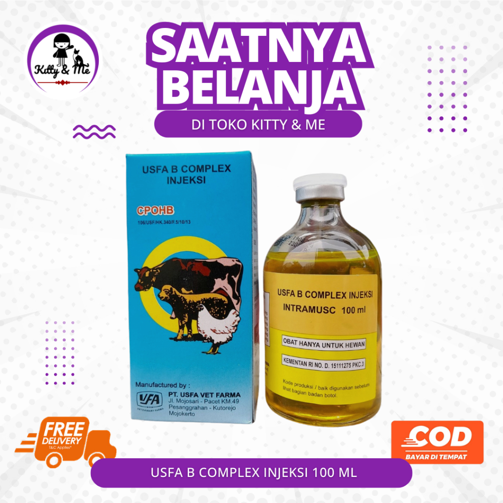 USFA B COMPLEX INJEKSI 100 ML - Vitamin B Kompleks Hewan Ternak