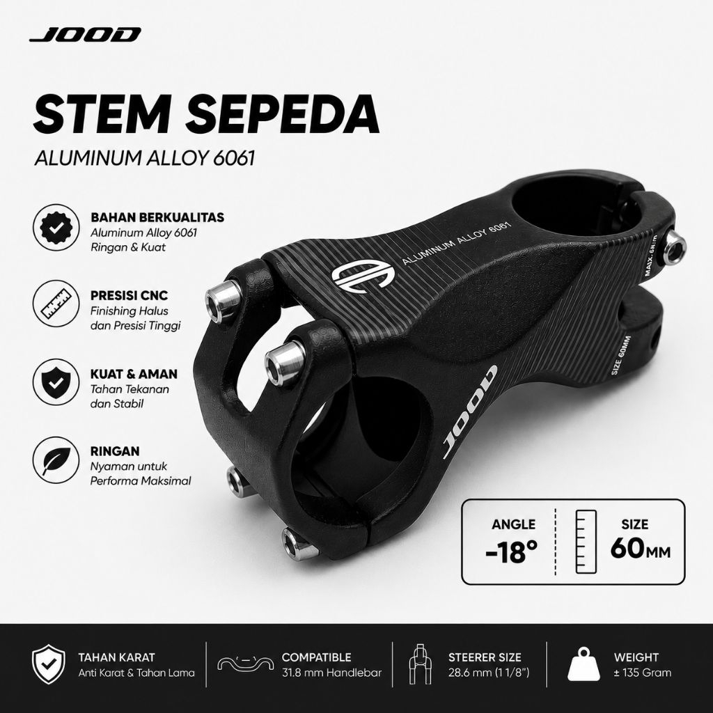 Stem  JOOD 60mm -18° MTB XC 31.8