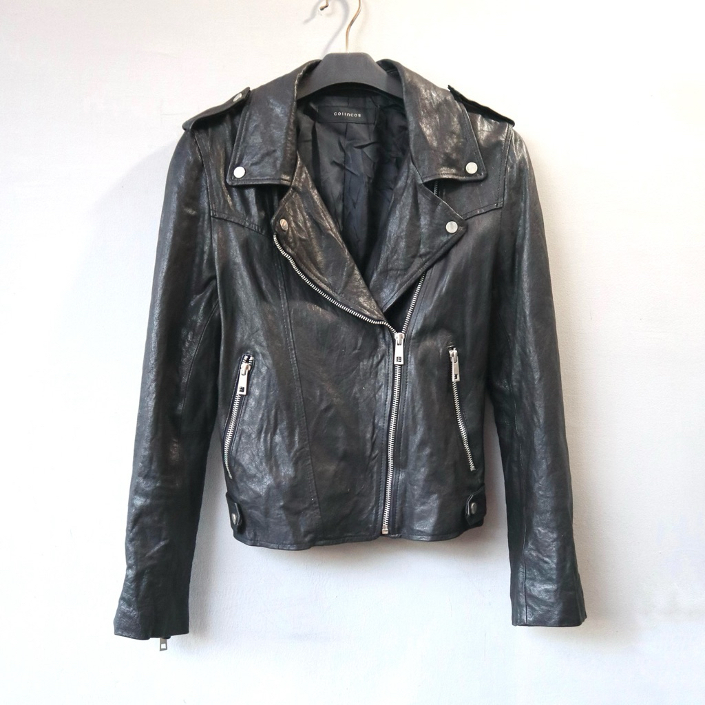 Jaket kulit asli domba biker ramones cewek cowok unisex motoran rocker punk real leather jacket
