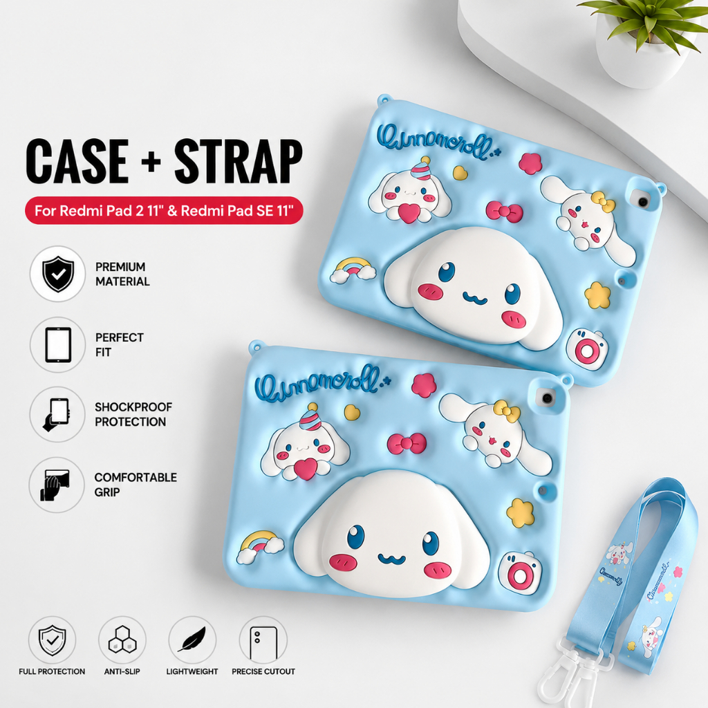 3D Cute Rainbow Bear Case for Samsung Galaxy Tab A9 / A9 Plus / A11 / A11 Plus / S9 / S9 FE / S10 FE