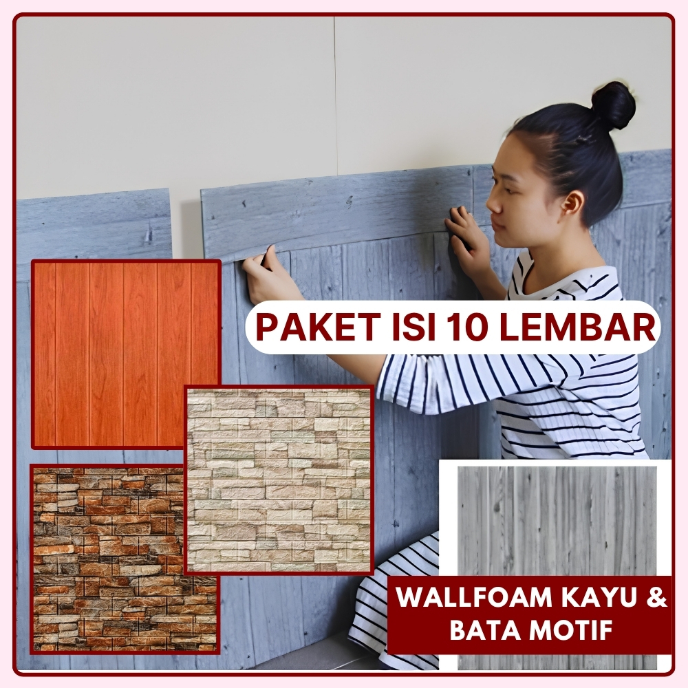 WallFoam 3D Motif Kayu Foam Dinding 3D Motif Kayu Coklat Wall Foam Dinding Motif Kayu Aestetik