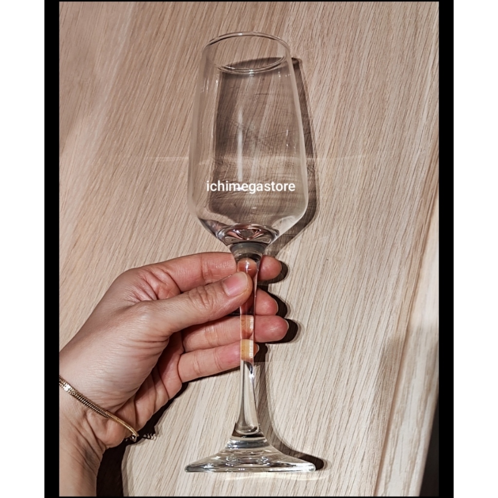 Ichimegastore Fine Flute Glass Champagne Flute Sparkling Wine Gelas Kaki