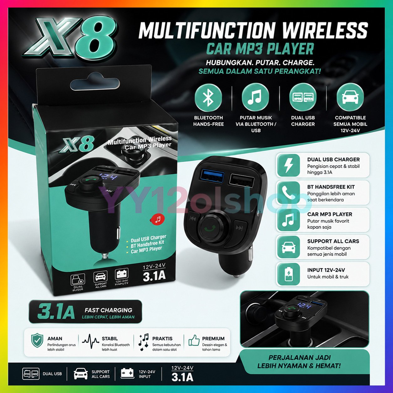 CAR BLUETOOTH MP3 CHARGER / FM MODULATOR