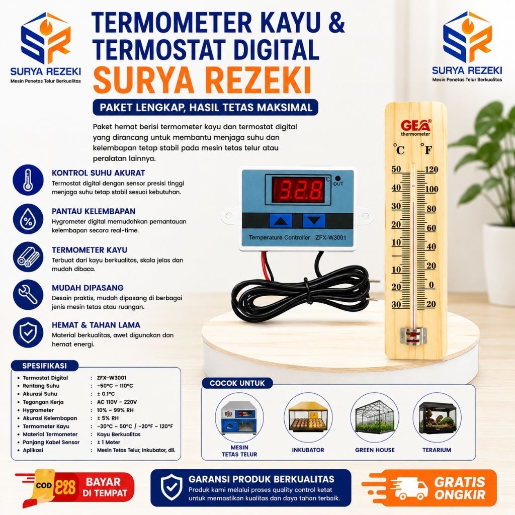 Paket Termostat Digital XH Termometer Mesin Tetas Telur Full Otomatis / mesin penetas telur otomatis
