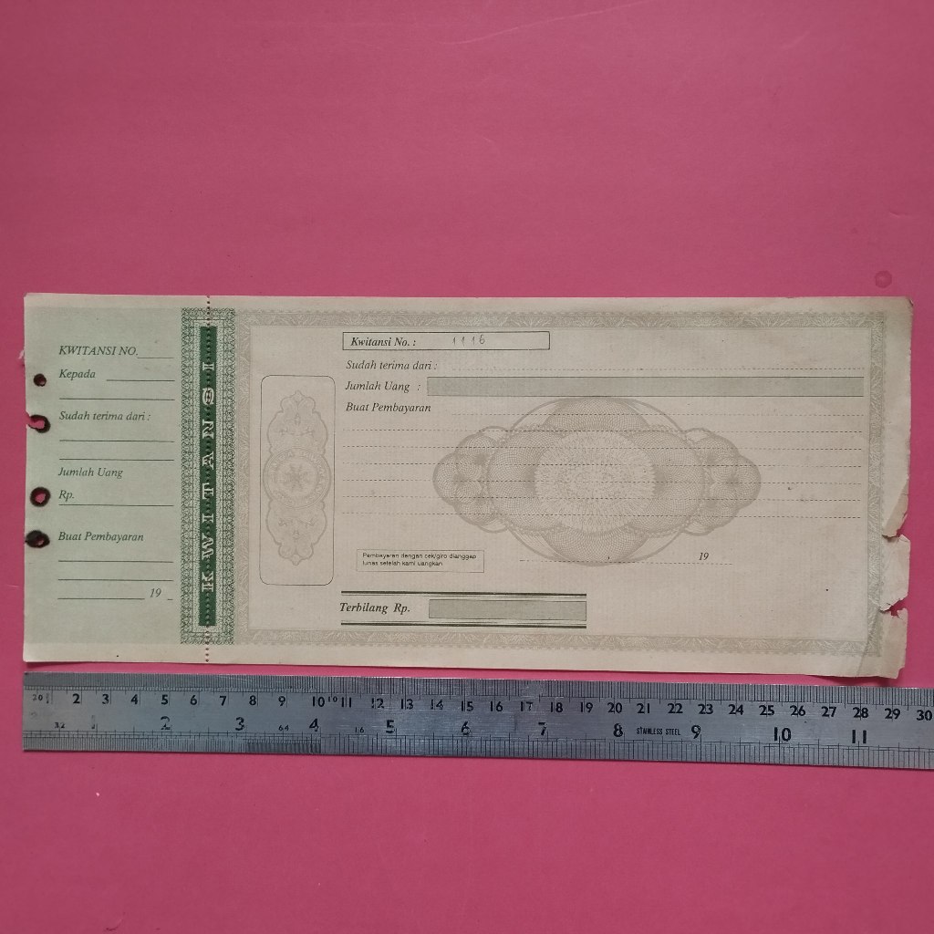 Kwitansi Kosongan Tahun 1990 an Besar HHG 004