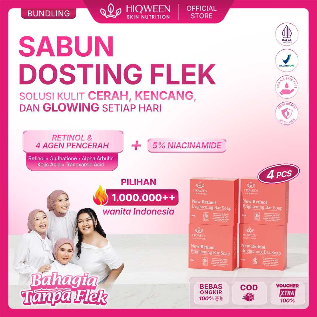 Hiqween NEW Retinol Brigthening Soap SABUN FLEK 100RB Get4 Facial Wash Sabun  Penghilang Flek