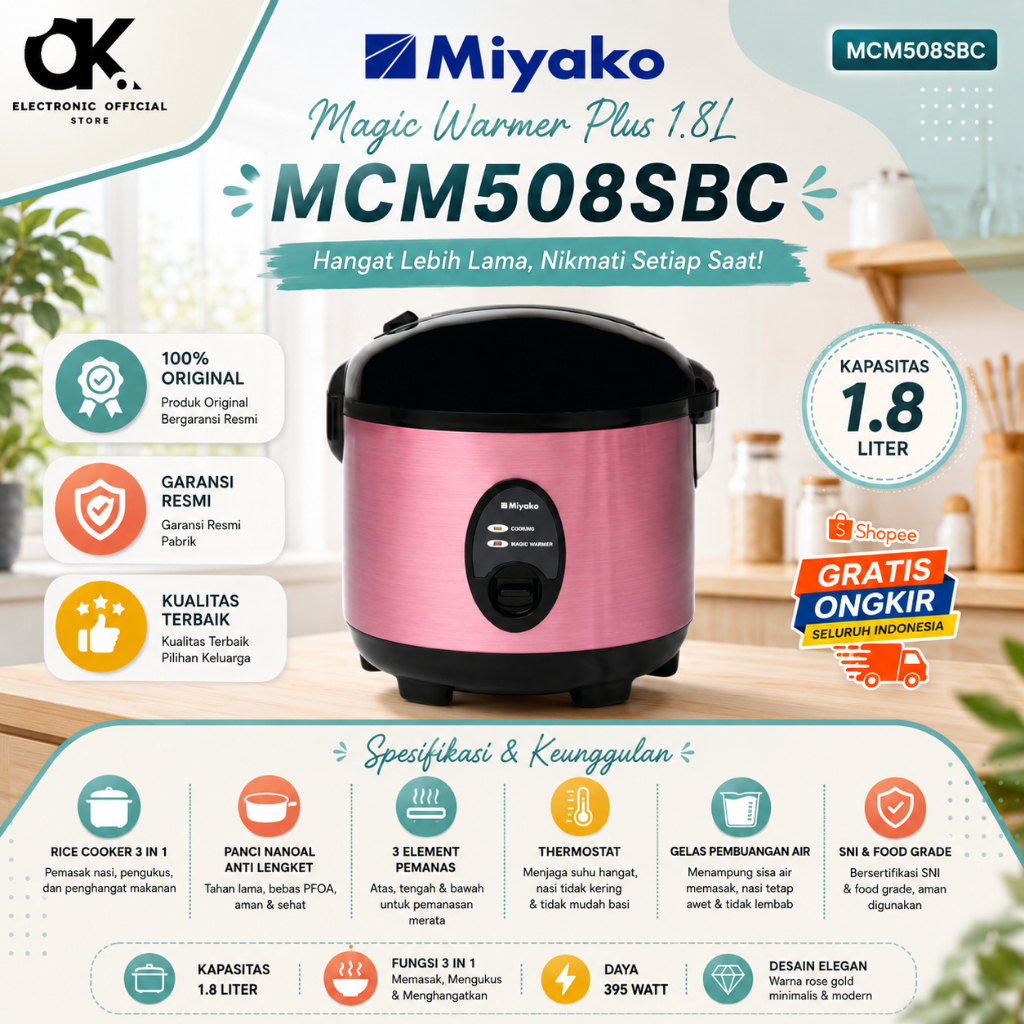 MIYAKO RICE COOKER MCM-508SBC/MCM508SBC/MCM508 SBC/MCM 508SBC/MCM-508 SBC/MCM 508 SBC/ORIGINAL