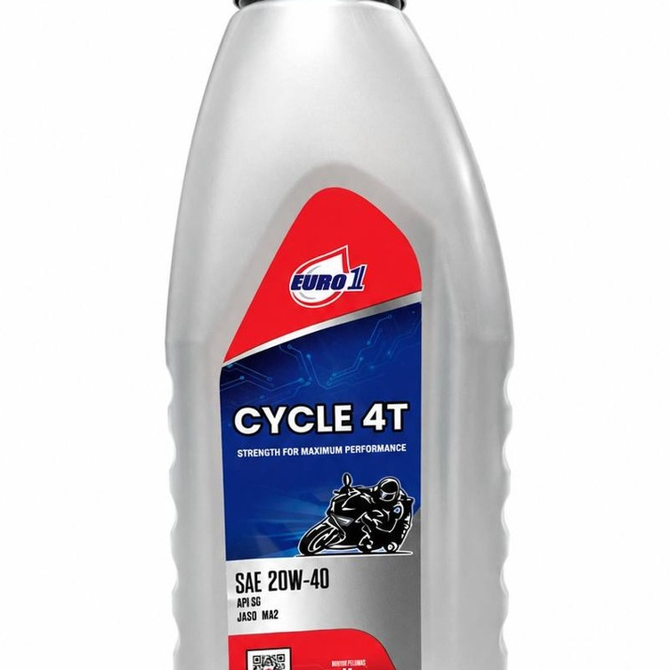 Oli Mesin Euro 1 Cycle 4T SAE 20W-40 API SG JASO MA2 1 Liter - Oli Motor Bebek & Sport Original
