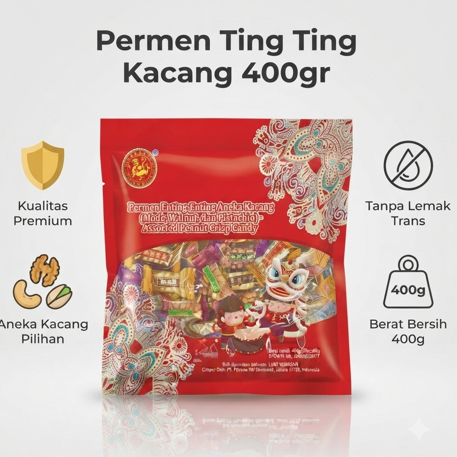 Permen Ting Ting / Permen Jinguan Aneka Rasa / Permen Kacang 400gr