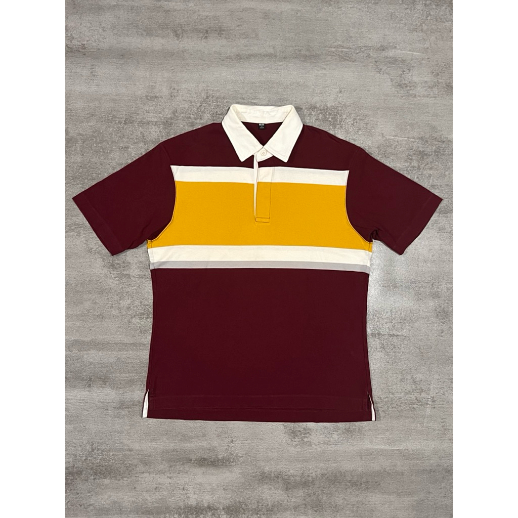 2nd ori || Kaos Kerah Uniqlo Men’s Striped Rugger