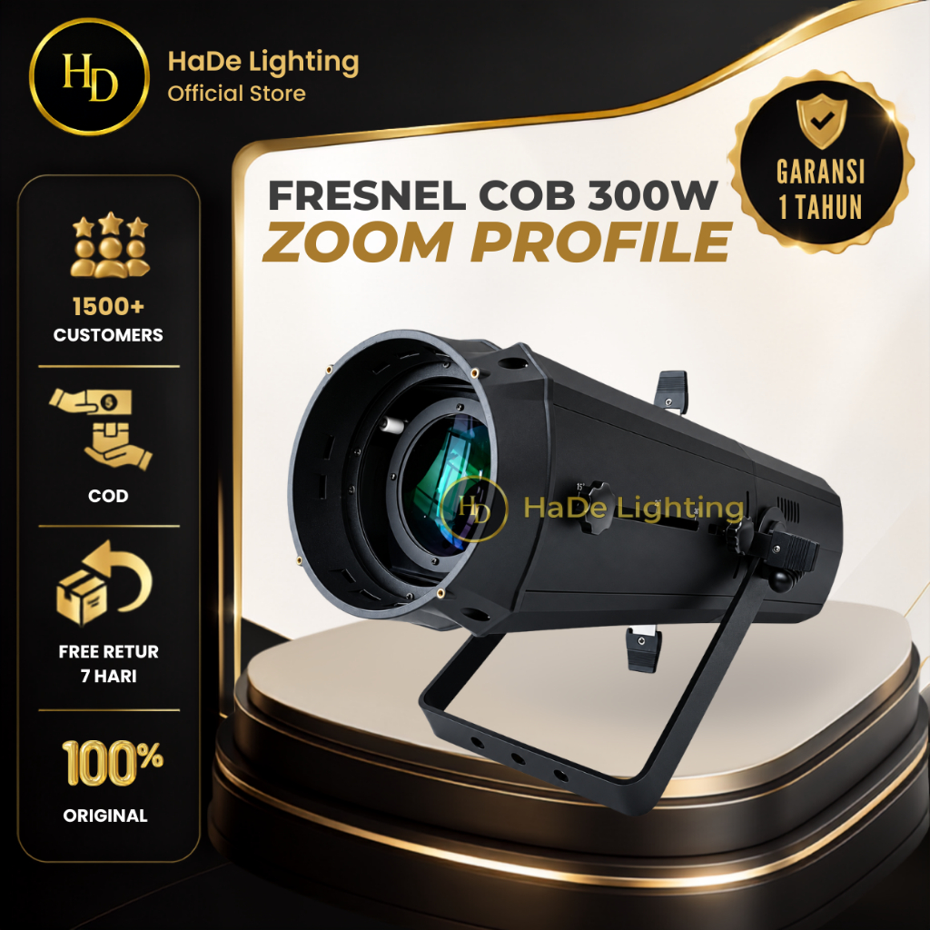 Fresnel Zoom 300 Watt Profile - Lampu Sorot Fresnel LED COB 300 Watt Zoom Profile White Warmwhite