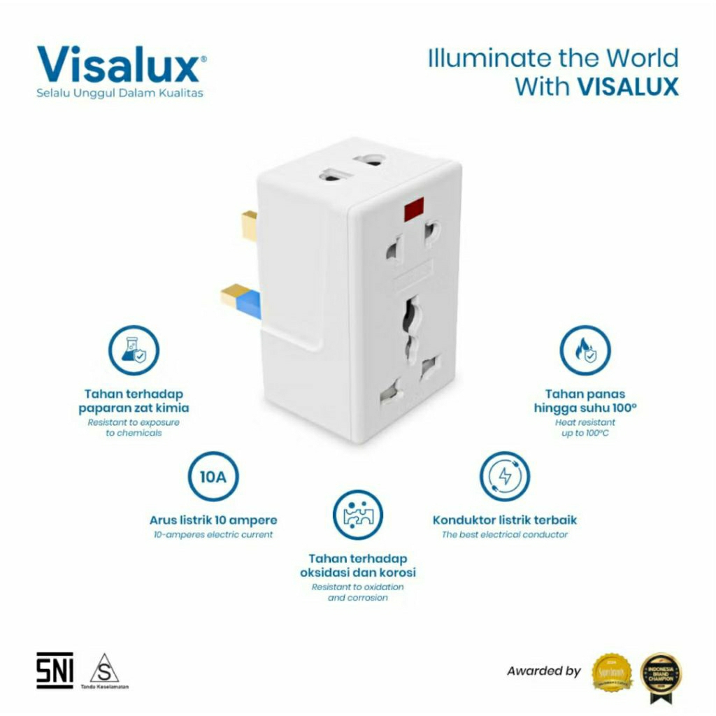 Visalux Plug Kombinasi/Steker Jumbo Lampu 13A V741L