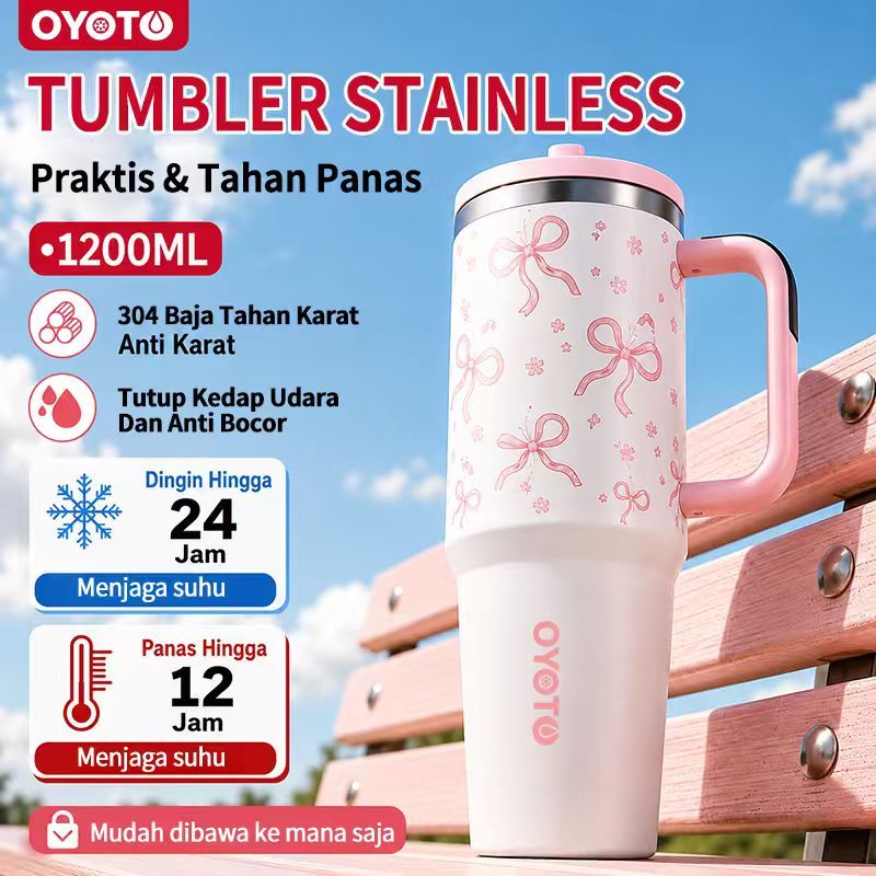 OYOTO Tumbler Stainless Steel Insulated Cup Portable Bottle Tahan Panas Dingin Kapasitas 900ML