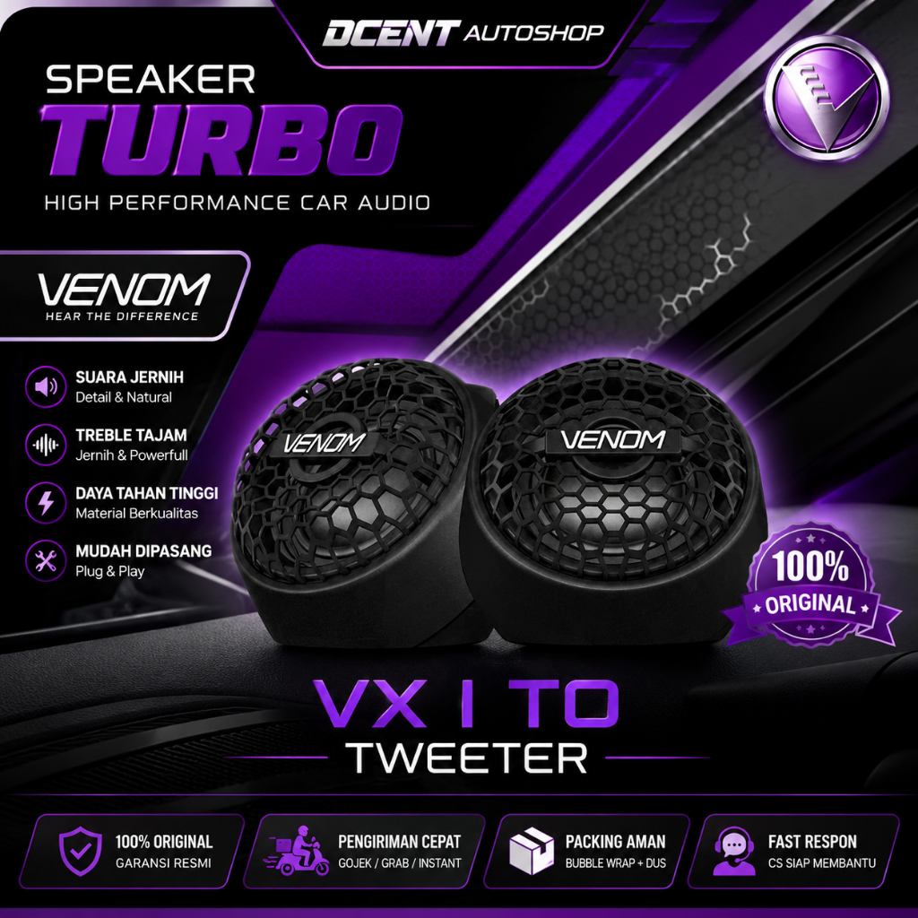 Speaker Audio Mobil - Tweeter Venom VX 1 TO - Speaker Venom Turbo Mobil - Audio Mobil - 100% Origina