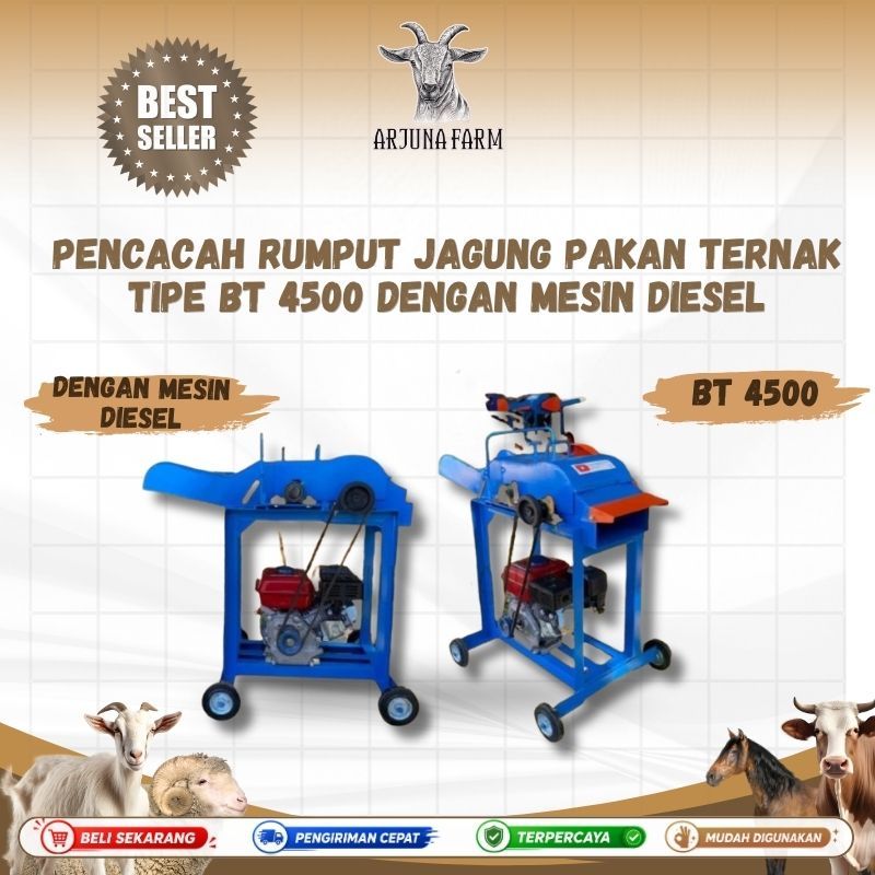 Pencacah Rumput Jagung Pakan Ternak Tipe BT 4500 Dengan Mesin Diesel