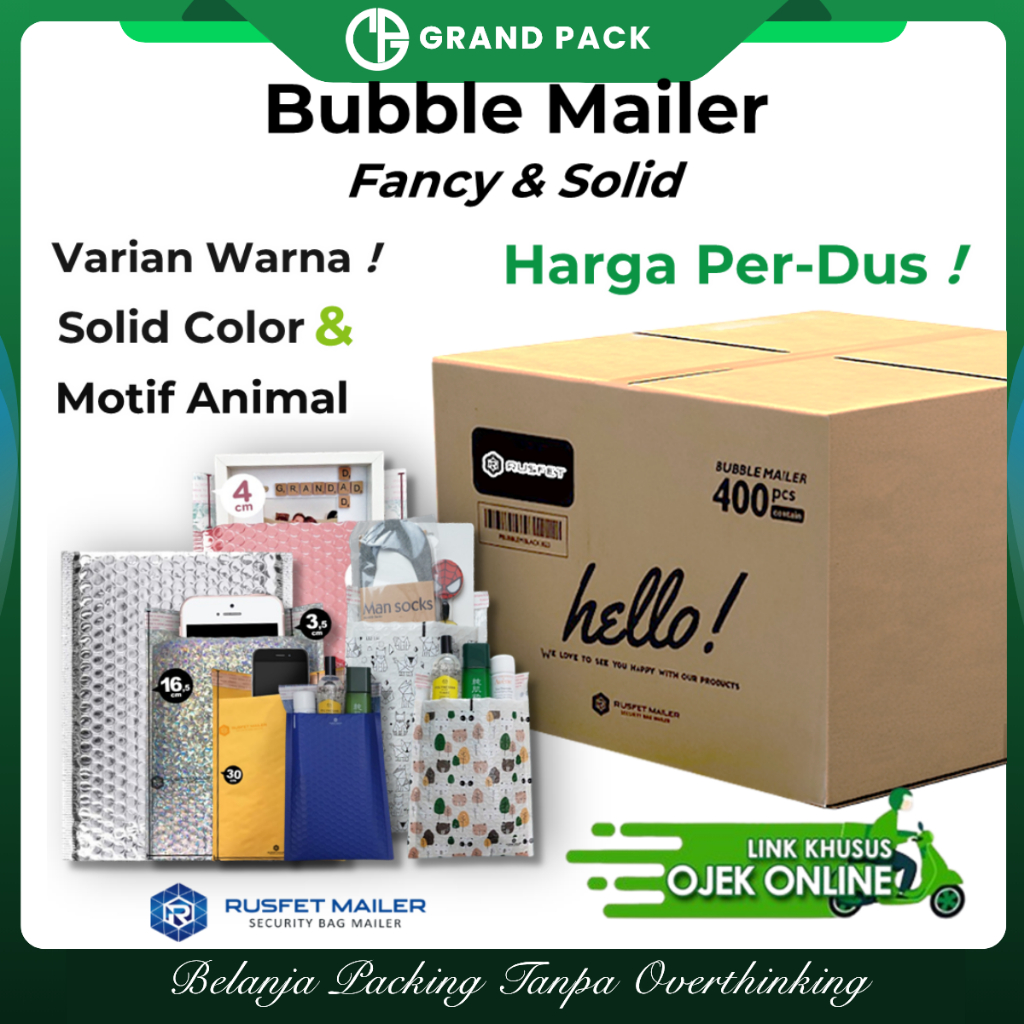Amplop Bubble Mailer HARGA PER-DUS Rusfet Fancy Series / Security Bag Mailer Solid Color [INSTANT]