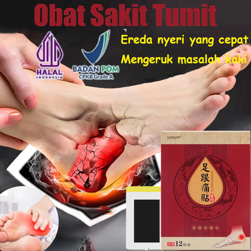 Plantar Fasciitis Terapi 12PCS | Koyo Pereda Nyeri Tumit & Telapak Kaki Sakit, Obat Kaki Bengkak Kes