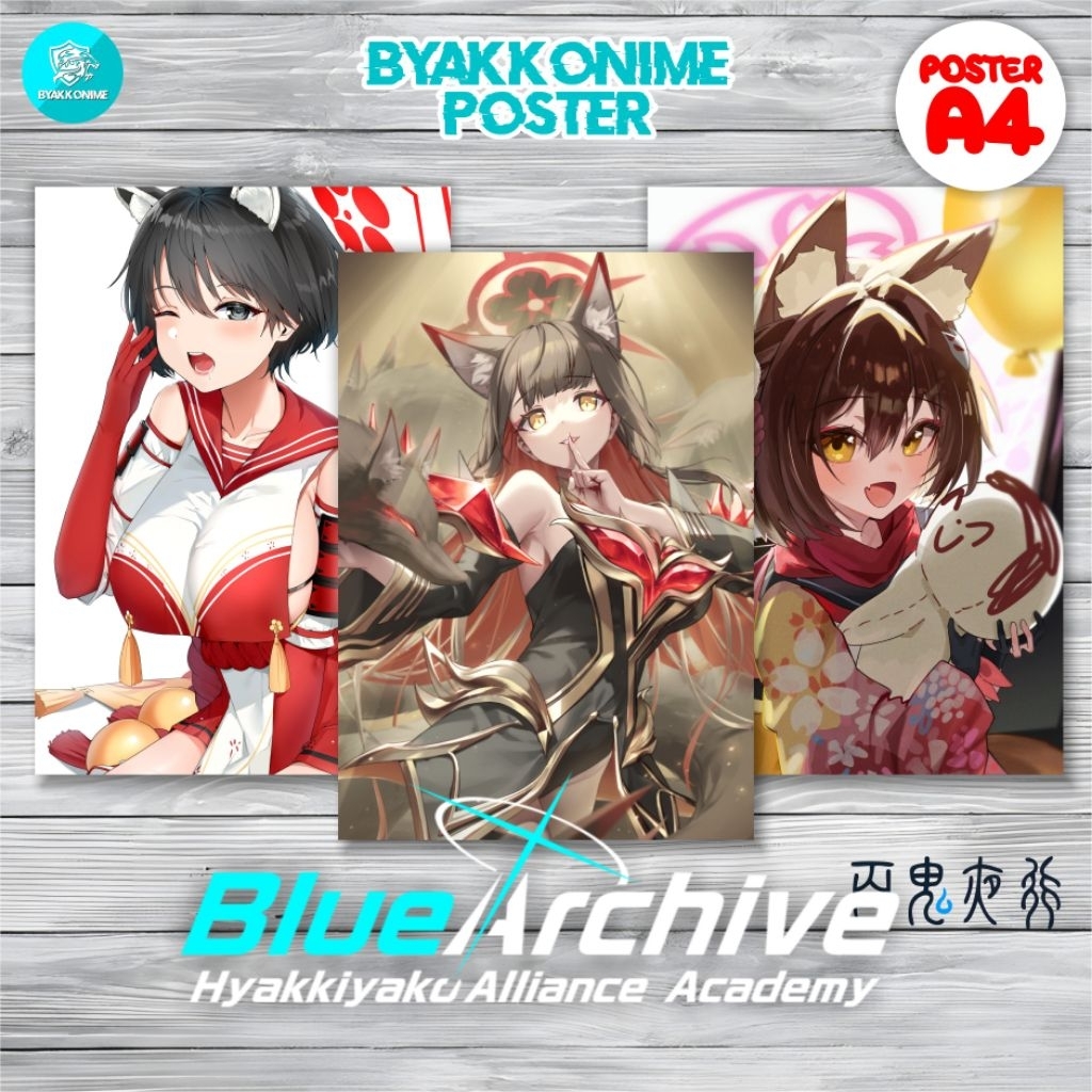 Poster Anime BLUE ARCHIVE HYAKKIYAKO ALIANCE ACADEMY Ukuran A4 HD Quality | Poster Arata, Ayame, Aza