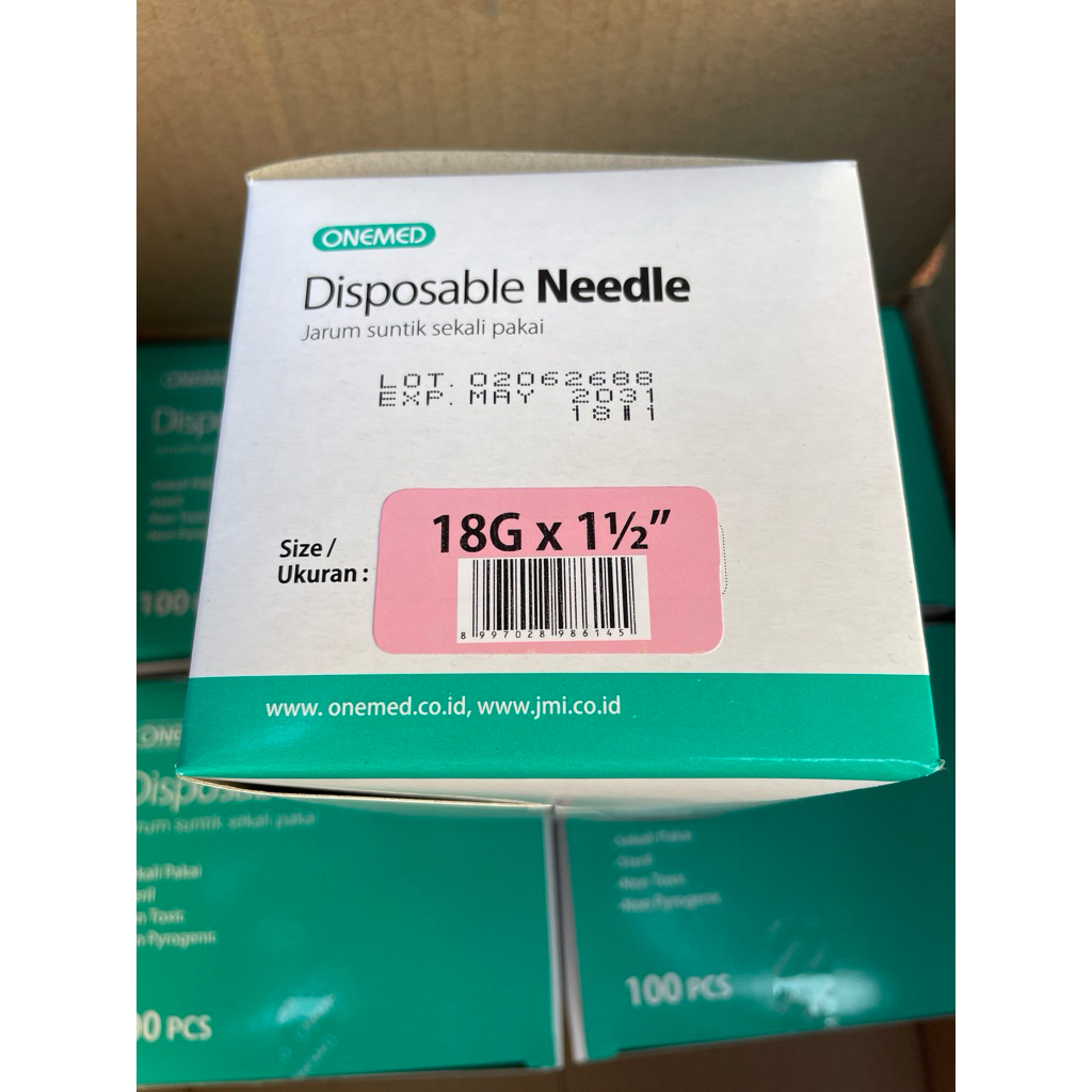 NEEDLE ONEMED 18G x 1 1/2 isi 100 Piece 1BOX