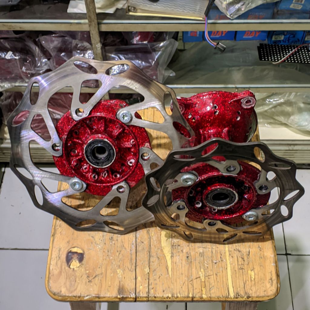 Tromol Set Depan Belakang KLX 36 Hole Plus Piringan Cakram KLX S L G 150 BF150 Dtracker150 Original 